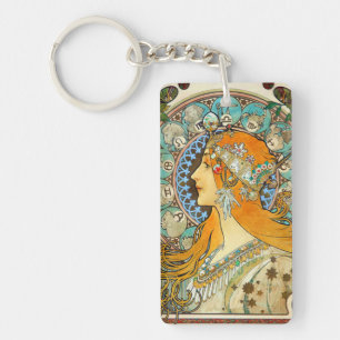 Alphonse Mucha Art Nouveau Zodiac Schlüsselanhänger