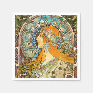 Alphonse Mucha Art Nouveau Zodiac Serviette