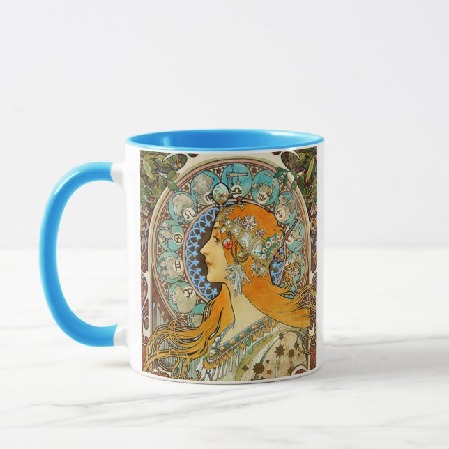 Alphonse Mucha Art Nouveau Zodiac Tasse (Links)