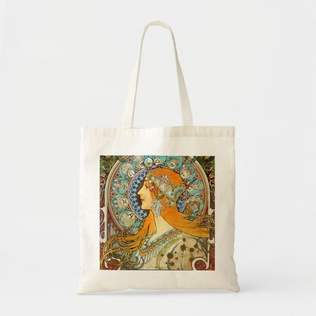 Alphonse Mucha Art Nouveau Zodiac Tragetasche (Vorne)