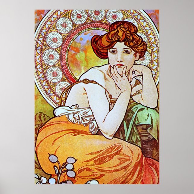 Alphonse Mucha Atemberaubende Jugendstil-Frau #15 Poster (Vorne)