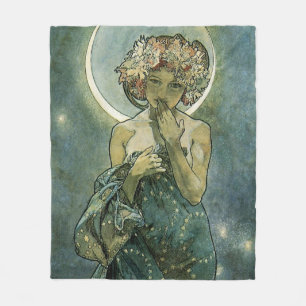 Alphonse Mucha Atemberaubende Jugendstil-Frau #18 Fleecedecke