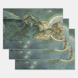 Alphonse Mucha Atemberaubende Jugendstil-Frau #18 Geschenkpapier Set