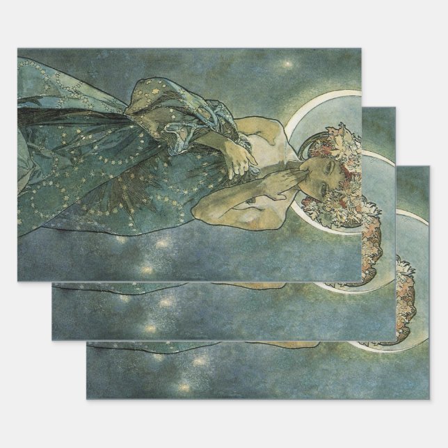 Alphonse Mucha Atemberaubende Jugendstil-Frau #18 Geschenkpapier Set (Set)