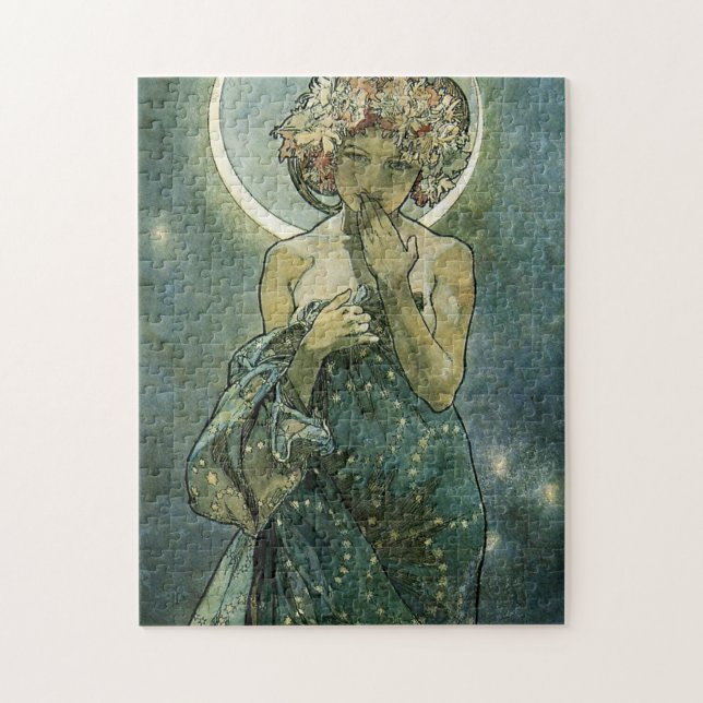 Alphonse Mucha Atemberaubende Jugendstil-Frau #18 Puzzle (Vertikal)