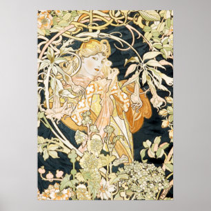 Alphonse Mucha atemberhebende Art Nouveau Frau #35 Poster