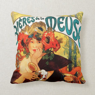 Alphonse Mucha Beer der Muse Kissen