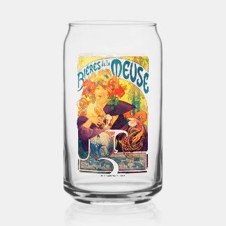 Alphonse Mucha beer glass beer can glass Bieres Dosenglas