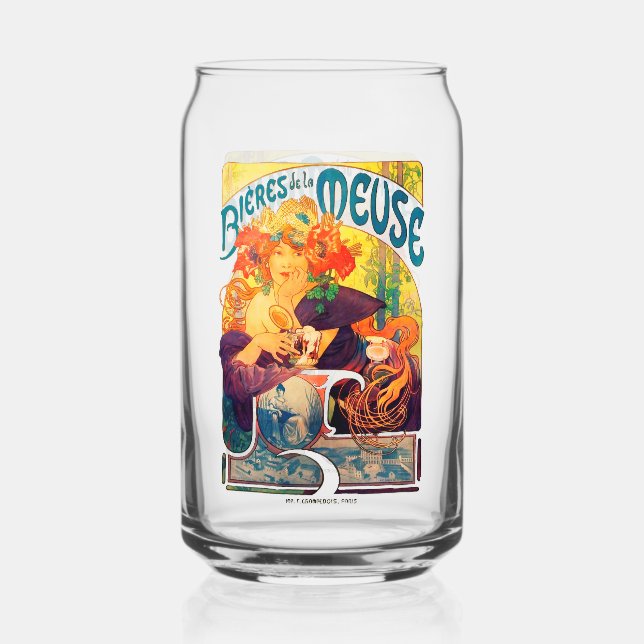 Alphonse Mucha beer glass beer can glass Bieres Dosenglas (Vorderseite)