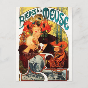 Alphonse Mucha Bier der Muse Postkarte