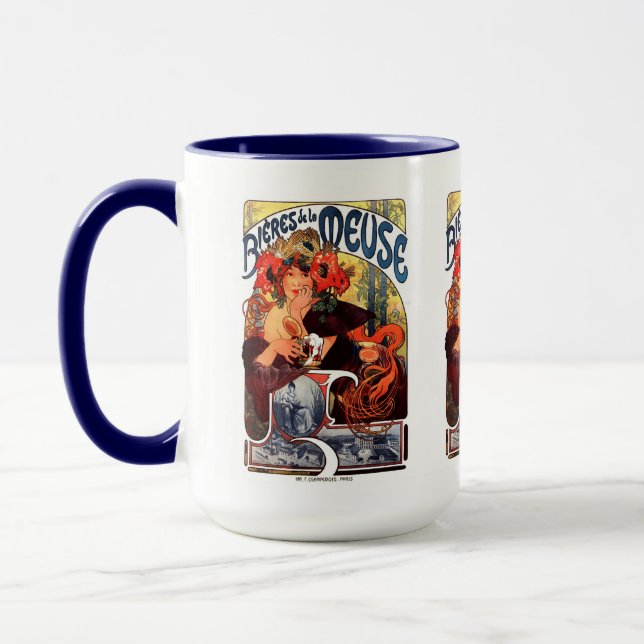 Alphonse Mucha , Bières de la Meuse , 1897 Tasse (Links)