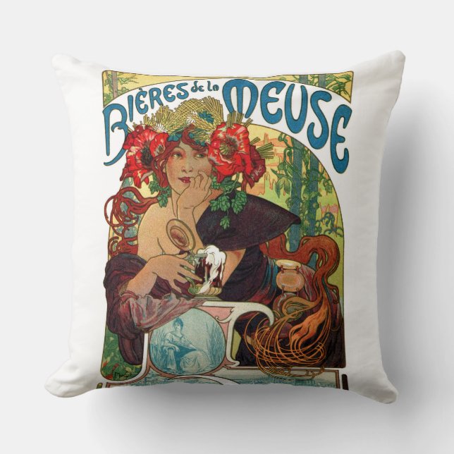 Alphonse Mucha Bieres De La Meuse Kissen (Vorderseite)