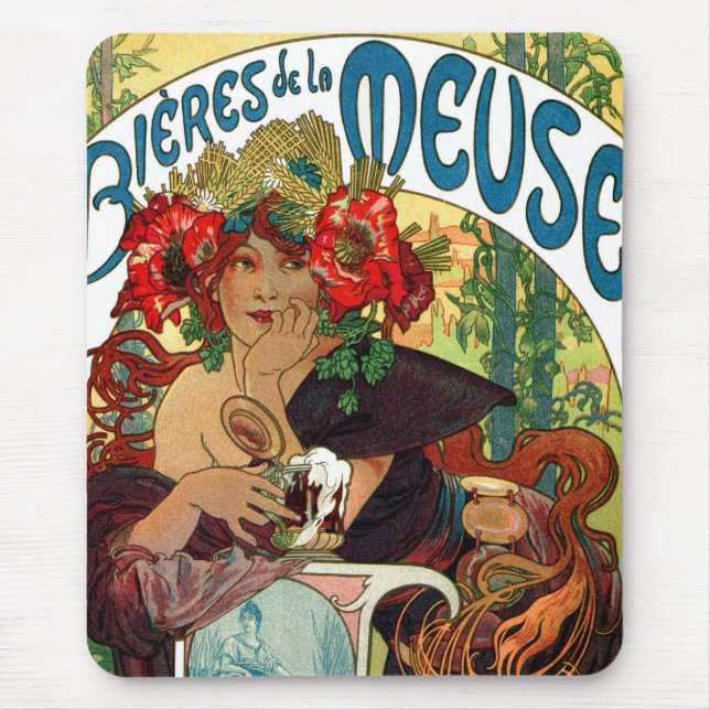Alphonse Mucha Bieres De La Meuse Mousepad (Vorne)