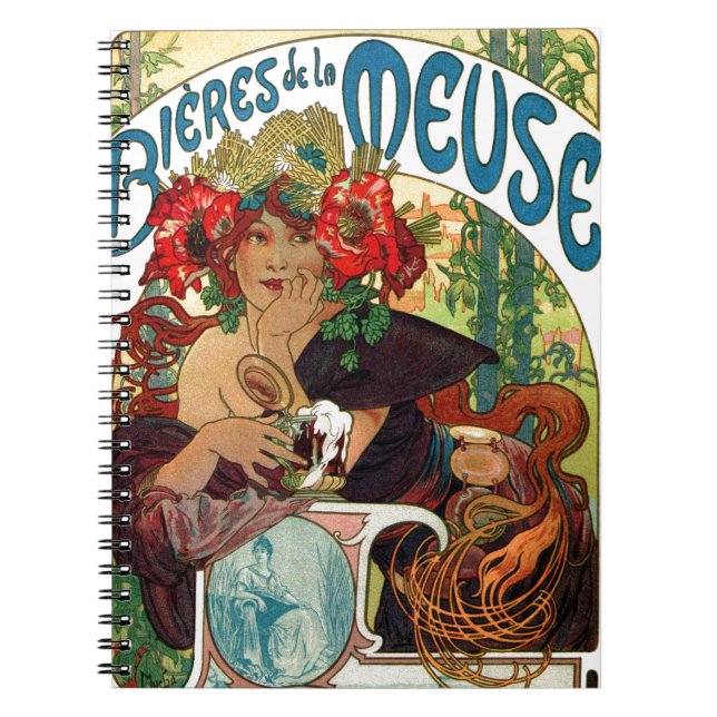 Alphonse Mucha Bieres De La Meuse Notizblock (Vorderseite)