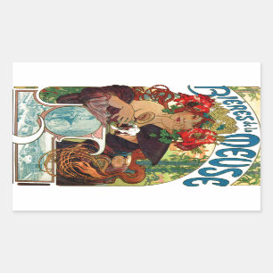 Alphonse Mucha Bieres De La Meuse Rechteckiger Aufkleber