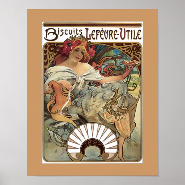 Alphonse Mucha Biscuits Cookies Vintage Ad Poster (Vorne)