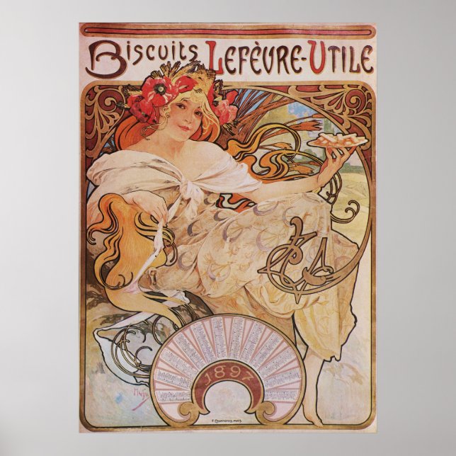 Alphonse Mucha. Biscuits Lefevre-Utile, 1896 Poster (Vorne)
