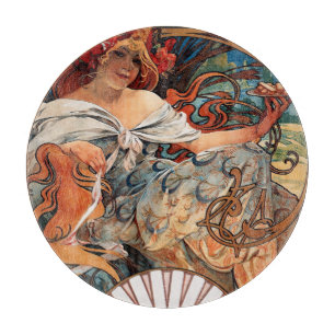 Alphonse Mucha Biscuits Lefevre-Utile gesprenkelt  Schneidebrett