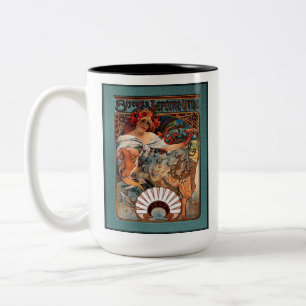 Alphonse Mucha Biscuits Lefevre-Utile gesprenkelt  Zweifarbige Tasse
