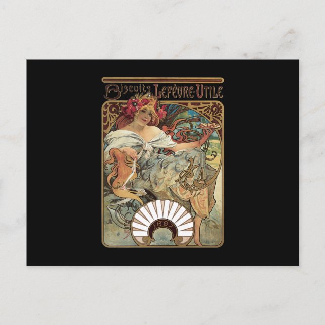 Alphonse Mucha Biscuits Lefevre Utile Postkarte (Vorderseite)