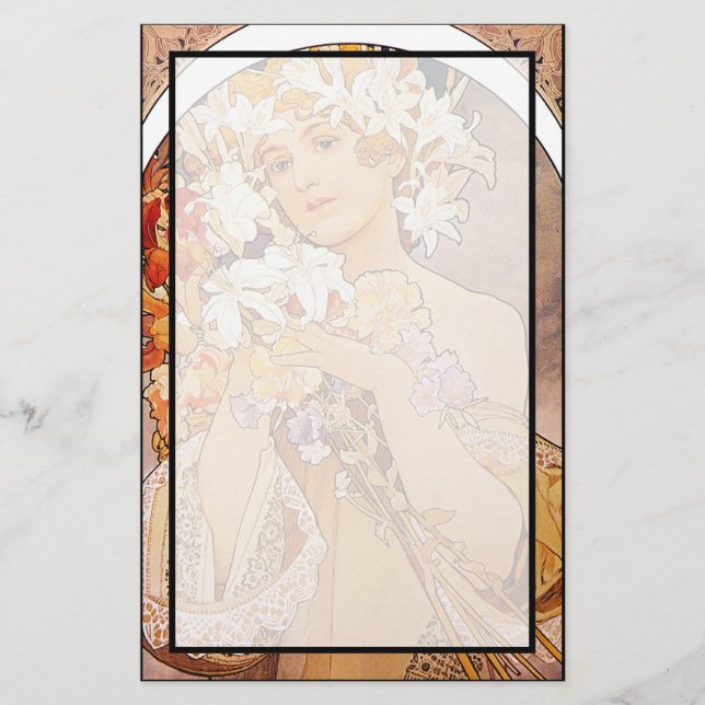 Alphonse Mucha Blume Briefpapier (Vorderseite)