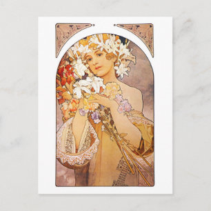 Alphonse Mucha Blume Postkarte