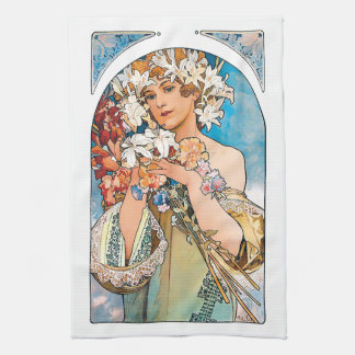 Alphonse Mucha - Blume - Retro Art Nouveau Küchentuch