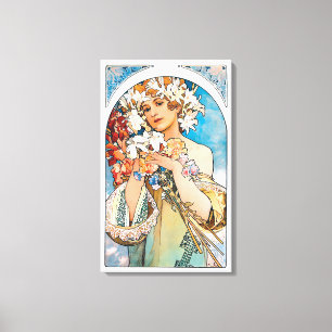Alphonse Mucha - Blume - Retro Art Nouveau Leinwanddruck