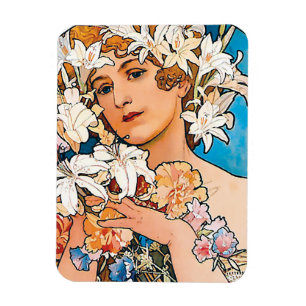 Alphonse Mucha - Blume - Retro Art Nouveau Magnet
