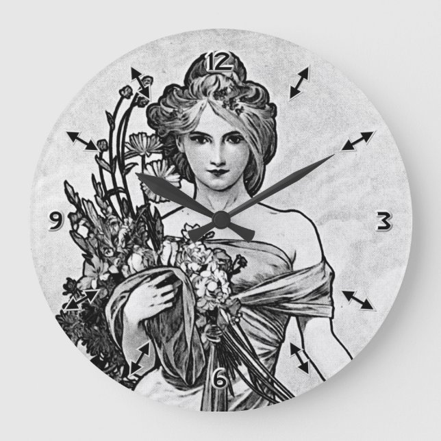Alphonse Mucha Broken Blossoms Große Wanduhr (Vorderseite)