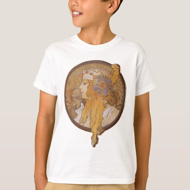 Alphonse Mucha ~ Byzantinischer Kopf: Die Blondine T-Shirt (Vorderseite)