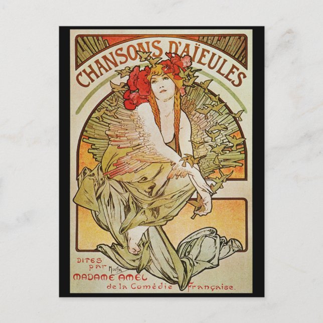 ALPHONSE MUCHA CHANSONS D`AJEULES POSTKARTE (Vorderseite)