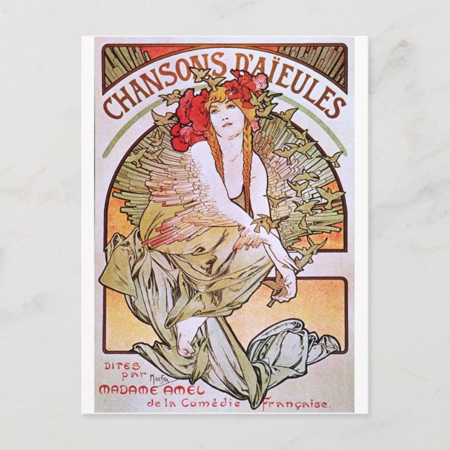 Alphonse Mucha. Chansons D'Aieules, c.1898 Postkarte (Vorderseite)