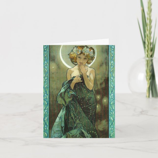 Alphonse Mucha Clair De Lune Note Card Karte (Vorderseite)