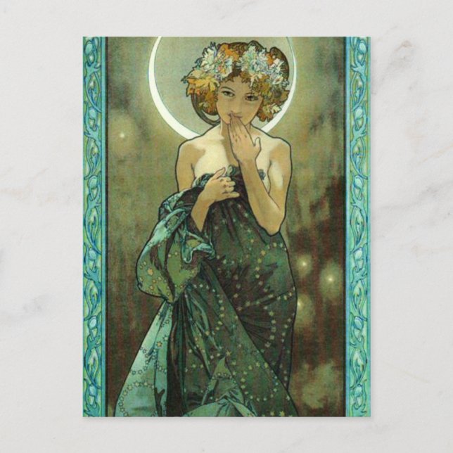 Alphonse Mucha Clair De Lune Postcard Postkarte (Vorderseite)