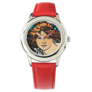 Alphonse Mucha - Cycles Perfecta Retro Art Nouveau Armbanduhr