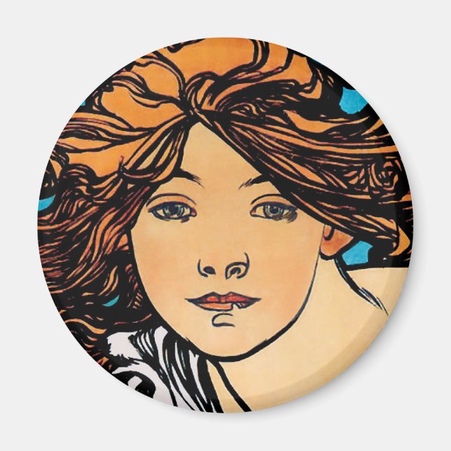 Alphonse Mucha - Cycles Perfecta Retro Art Nouveau Magnet (Vorne)