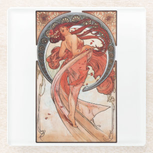 Alphonse Mucha Dance 1898 Art Nouveau Vintage Glasuntersetzer