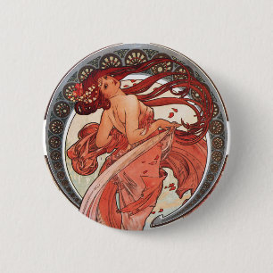 Alphonse Mucha Dance 1898 Jugendstil Vintag Button