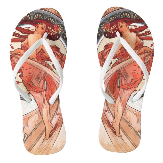 Alphonse Mucha Dance 1898 Jugendstil Vintag Flip Flops (Fußbett)