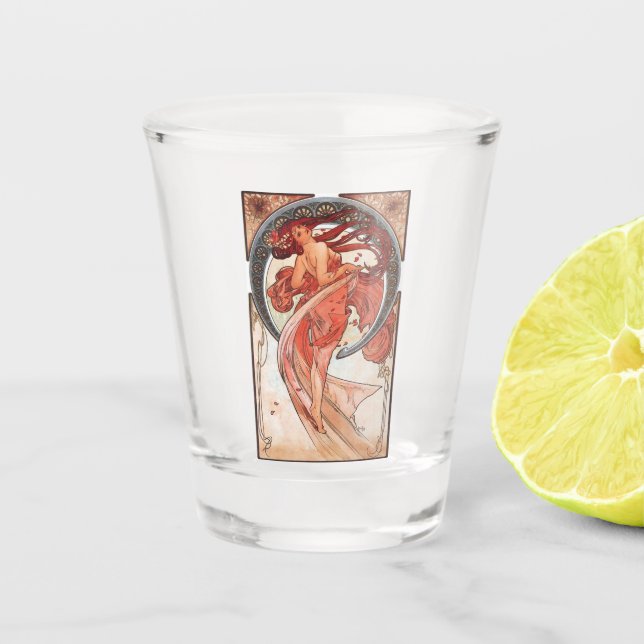Alphonse Mucha Dance 1898 Jugendstil Vintag Schnapsglas (Vorderseite)