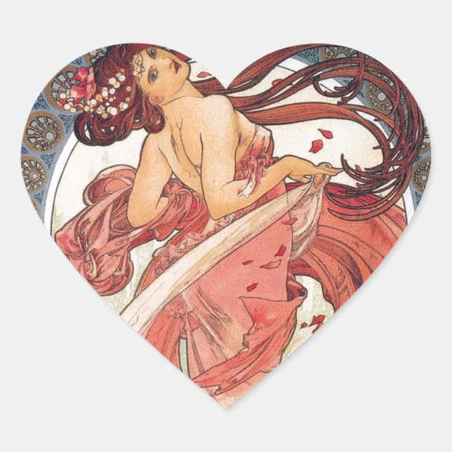 Alphonse Mucha , “ Dance ” Herz-Aufkleber (Vorderseite)