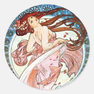 Alphonse Mucha Dance Runder Aufkleber