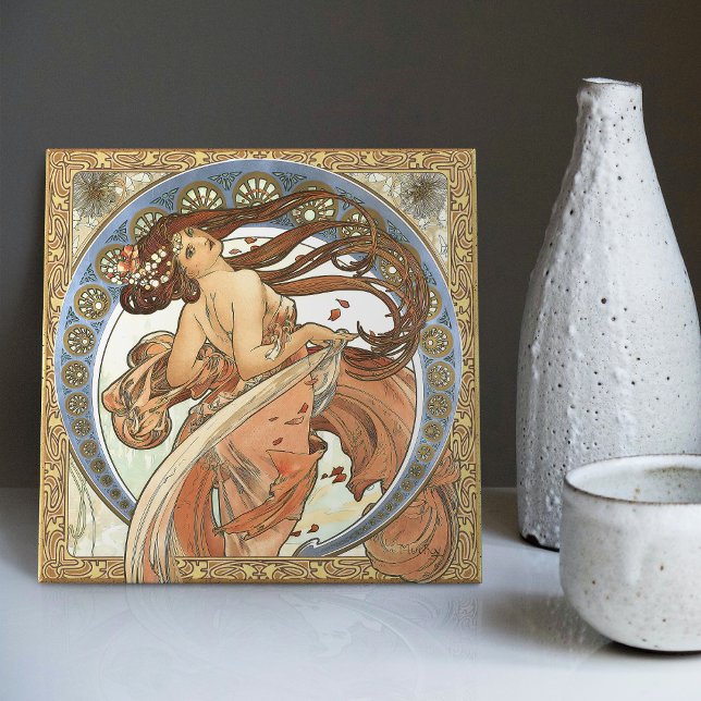 Alphonse Mucha "Dancing" Jugendstil Vintag Fliese (Von Creator hochgeladen)