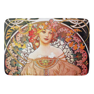 Alphonse Mucha Daydream Floral Vintage Art Nouveau Badematte