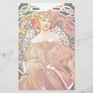 Alphonse Mucha Daydream Floral Vintage Art Nouveau Briefpapier