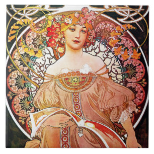 Alphonse Mucha Daydream Floral Vintage Art Nouveau Fliese