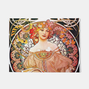 Alphonse Mucha Daydream Floral Vintage Art Nouveau Fußmatte