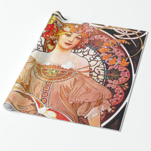Alphonse Mucha Daydream Floral Vintage Art Nouveau Geschenkpapier