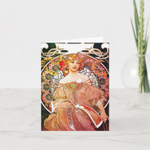 Alphonse Mucha Daydream Floral Vintage Art Nouveau Karte